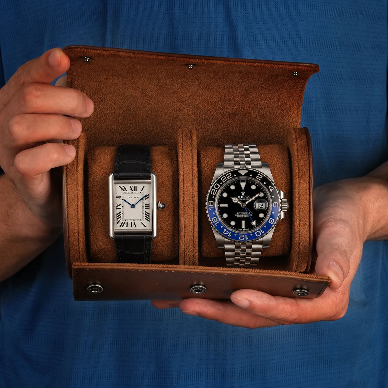 Étui montre de voyage 2 montres - vue intérieure et rangement