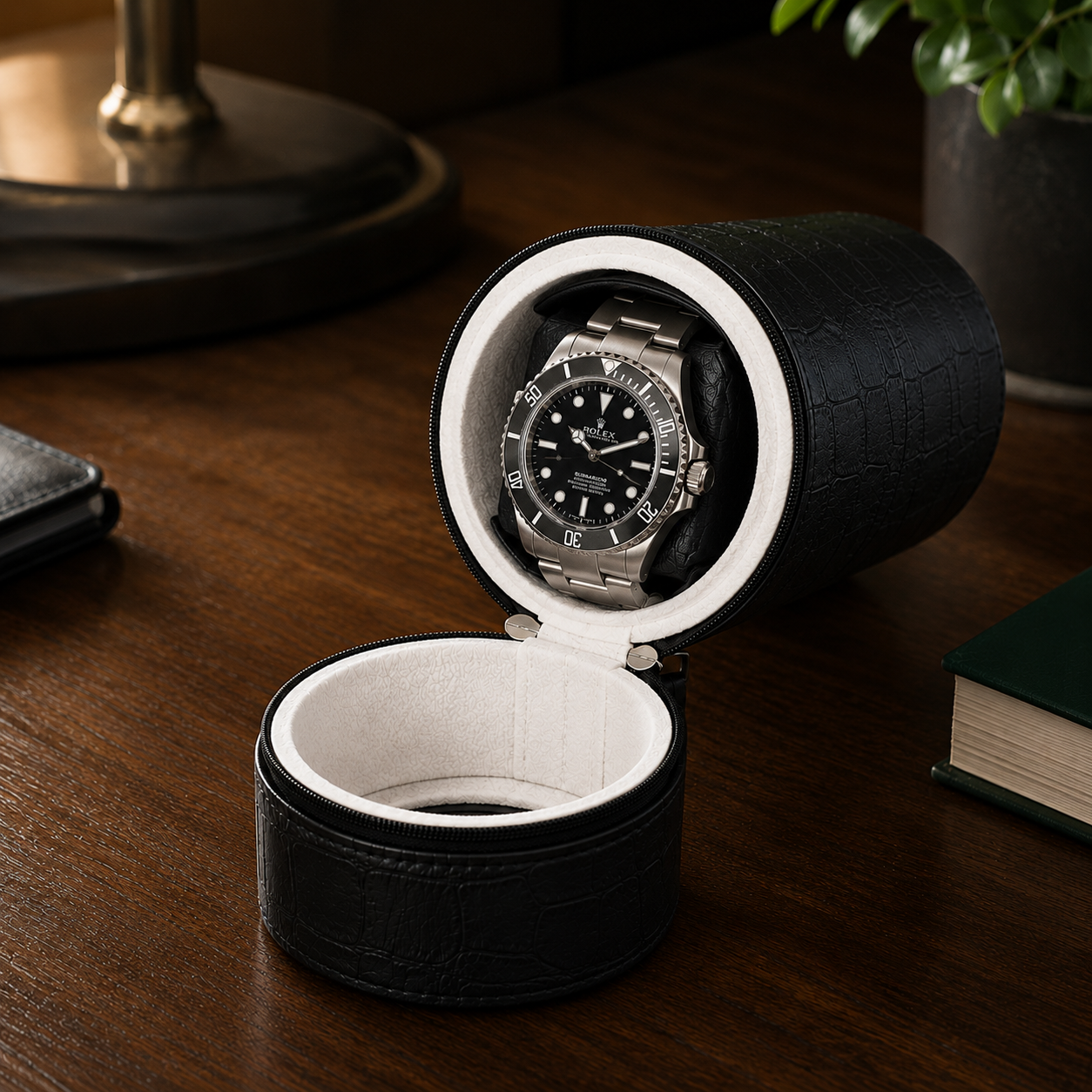 Remontoir portable 1 montre noir - packaging