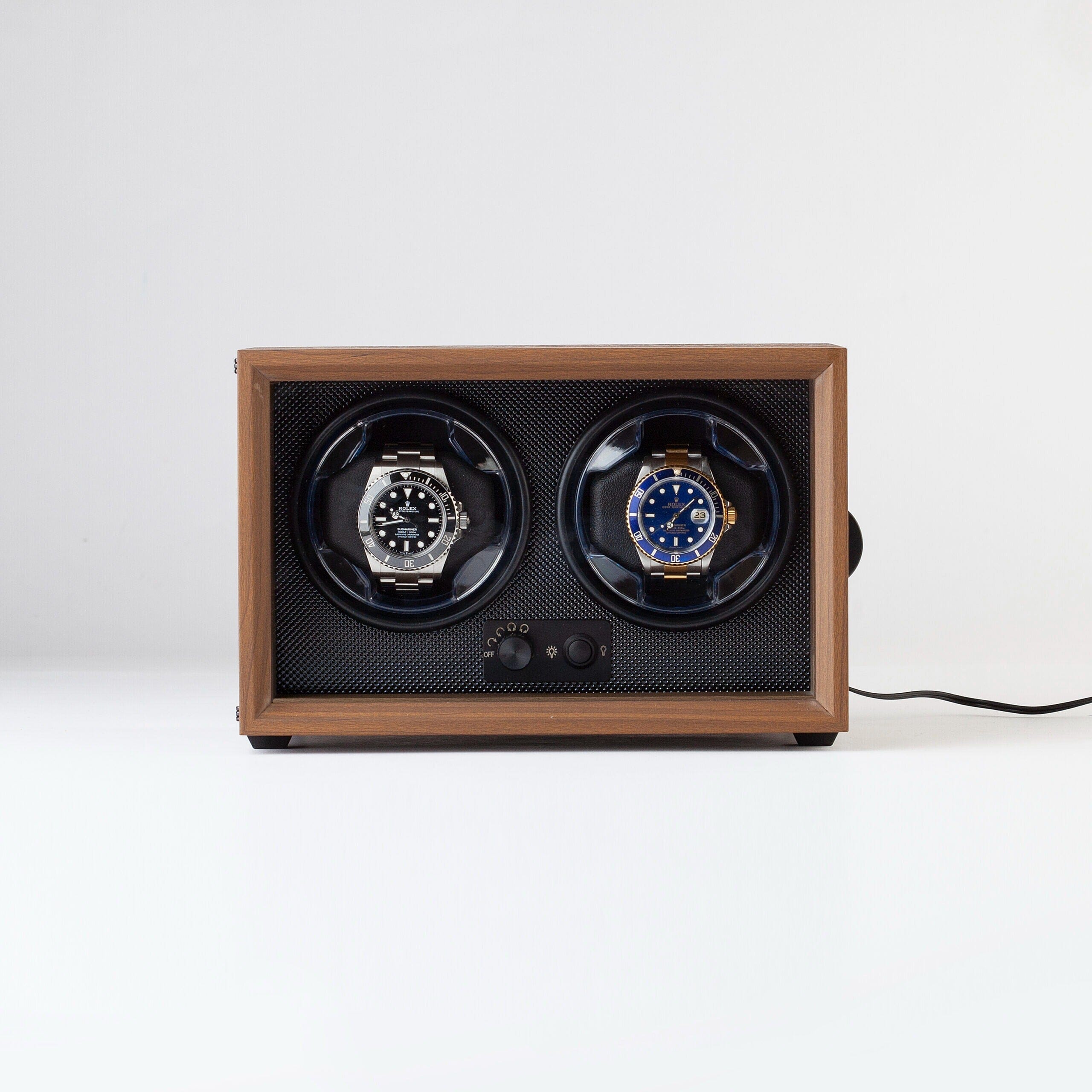 Remontoir automatique pour 2 montres écrin en bois premium avec éclairage LED - vue principale