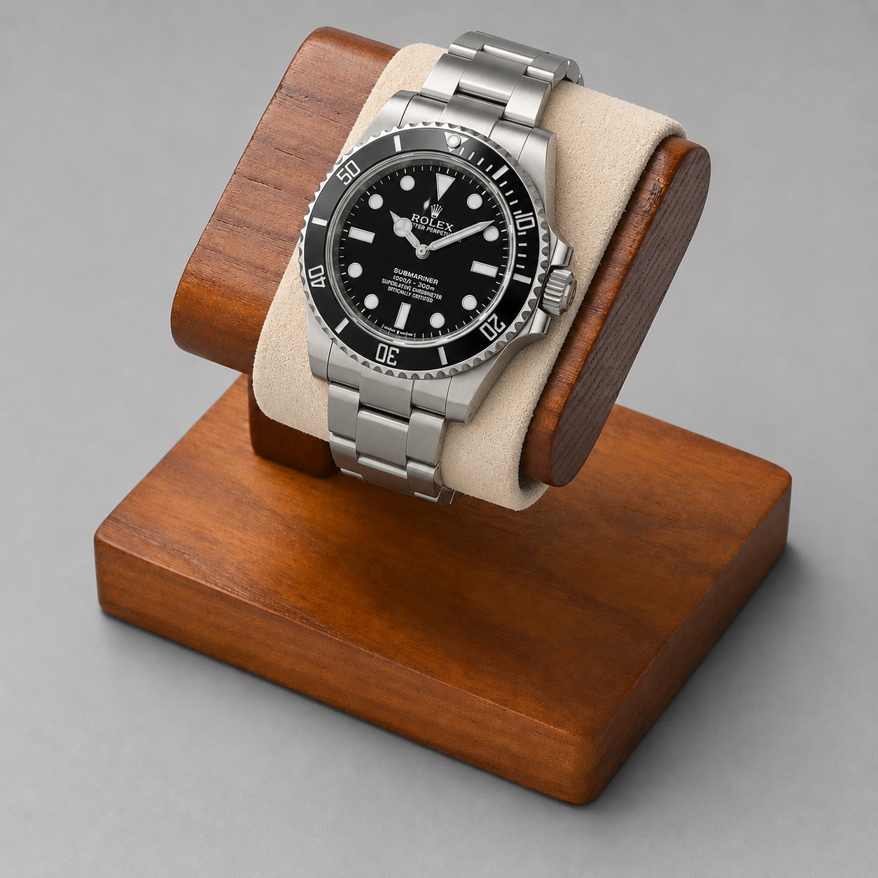 Porte-montre en bois massif présentoir élégant pour montre unique - vue principale