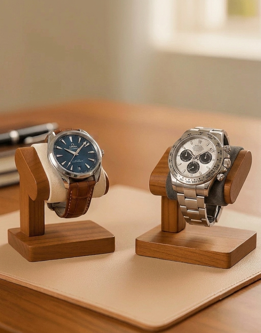 Porte-Montre en Bois Massif – Présentoir Élégant pour Montre Unique | SwissTouch
