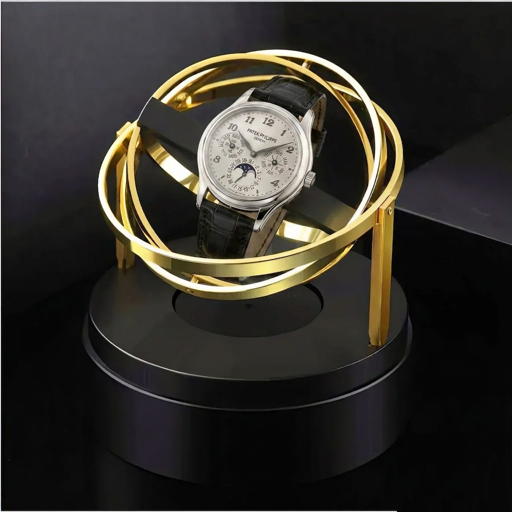 Remontoir Gyroscopique sous Cloche en Verre – Présentation Premium pour Montre Automatique | SwissTouch