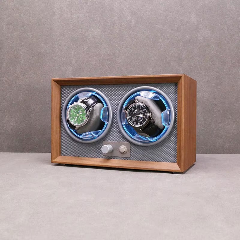 Remontoir pour 2 Montres Automatiques — Bois & Éclairage LED