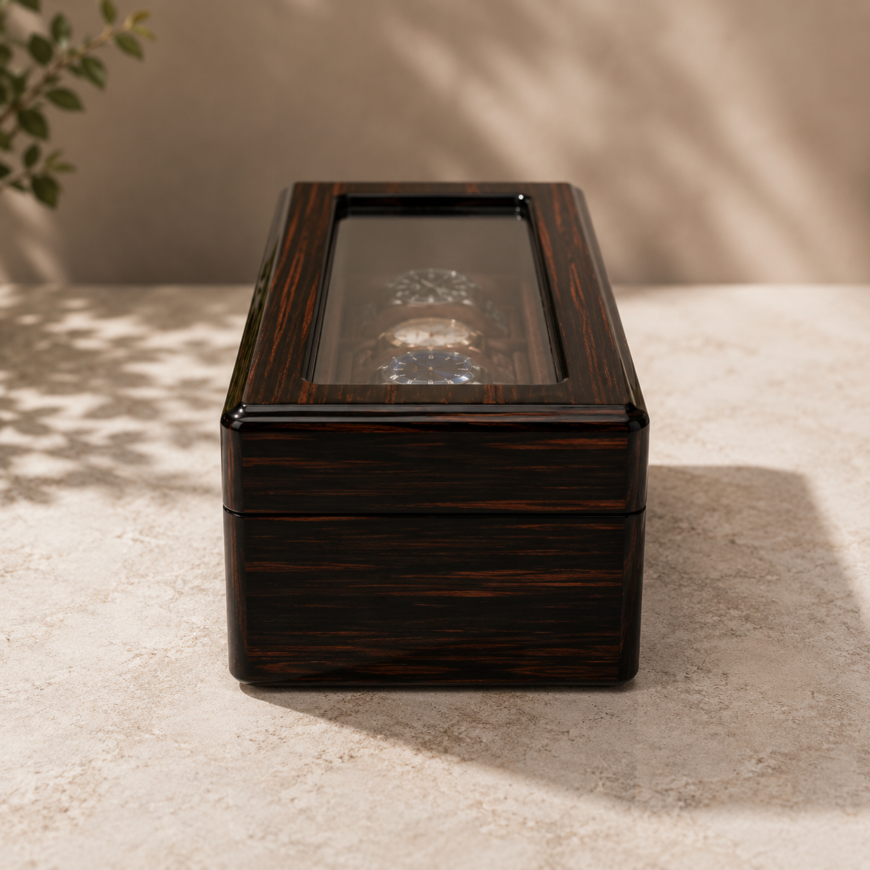 Boîte à montre 6 montres - détail du rangement intérieur