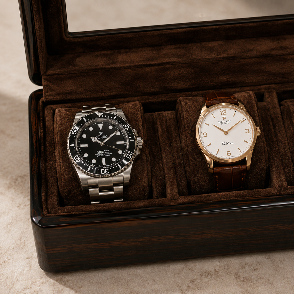 Boîte à montre 6 montres acajou - packaging