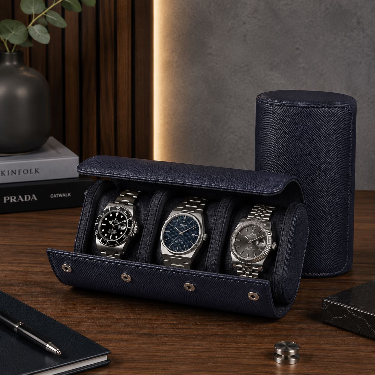 Étui montre de voyage 3 montres - variante marine