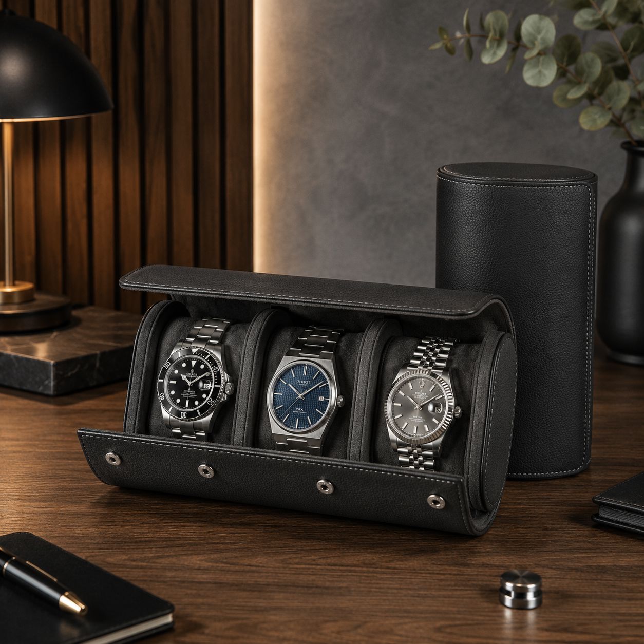 Étui montre de voyage 3 montres - variante noir