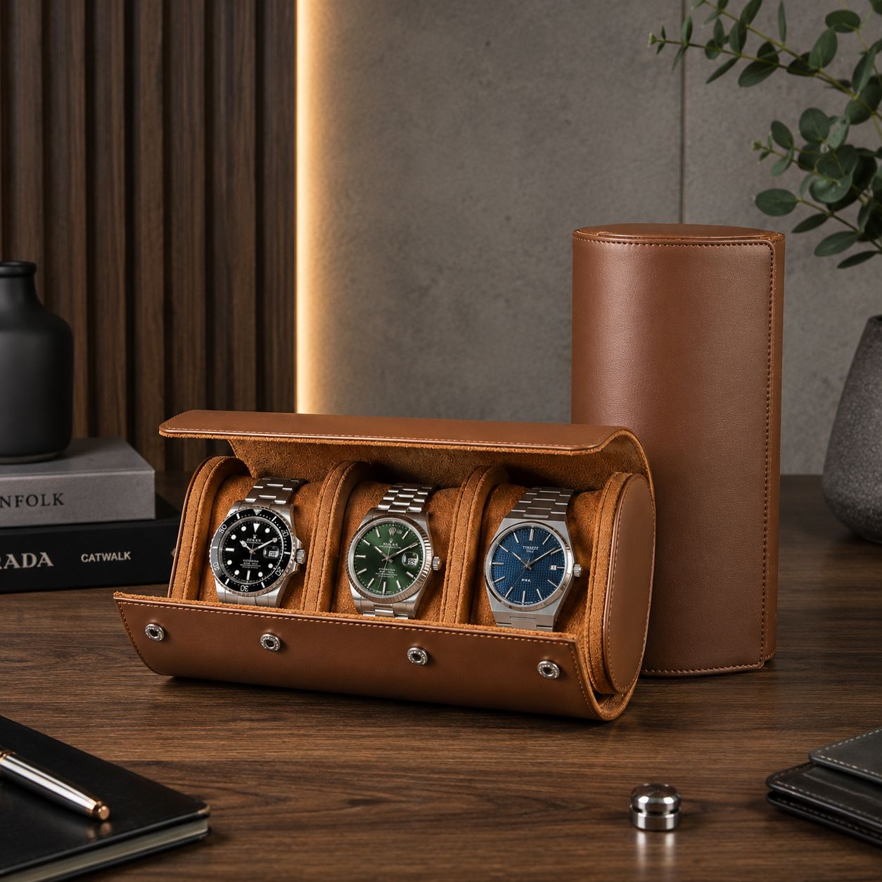 Étui montre de voyage 3 montres - variante marron