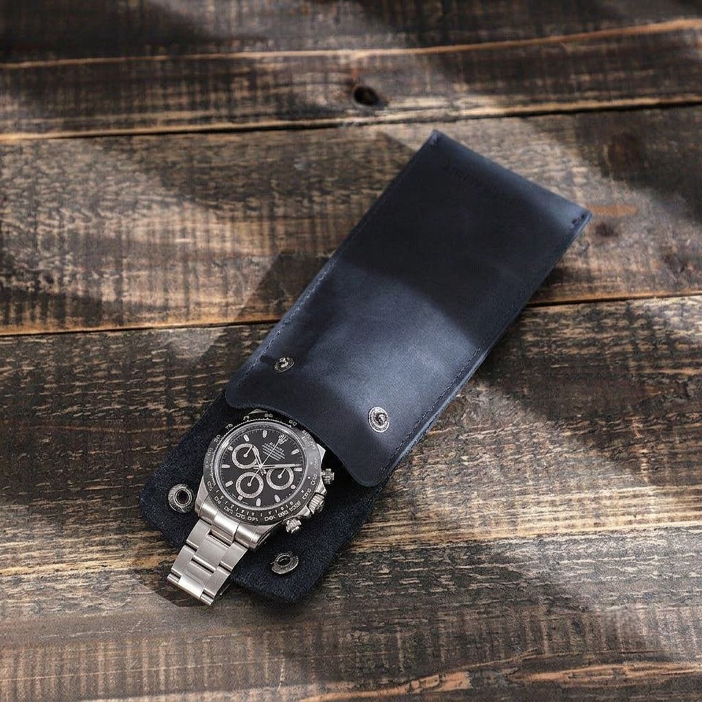 Étui de Voyage en Cuir Véritable pour 1 Montre – Format Compact | SwissTouch