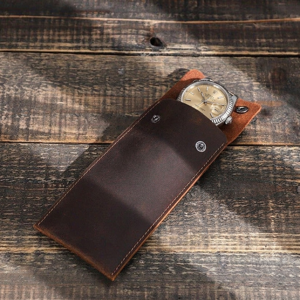 Étui de Voyage en Cuir Véritable pour 1 Montre – Format Compact | SwissTouch