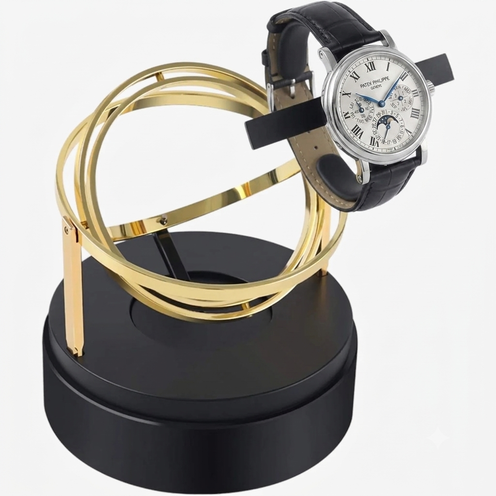 Remontoir Gyroscopique sous Cloche en Verre – Présentation Premium pour Montre Automatique | SwissTouch
