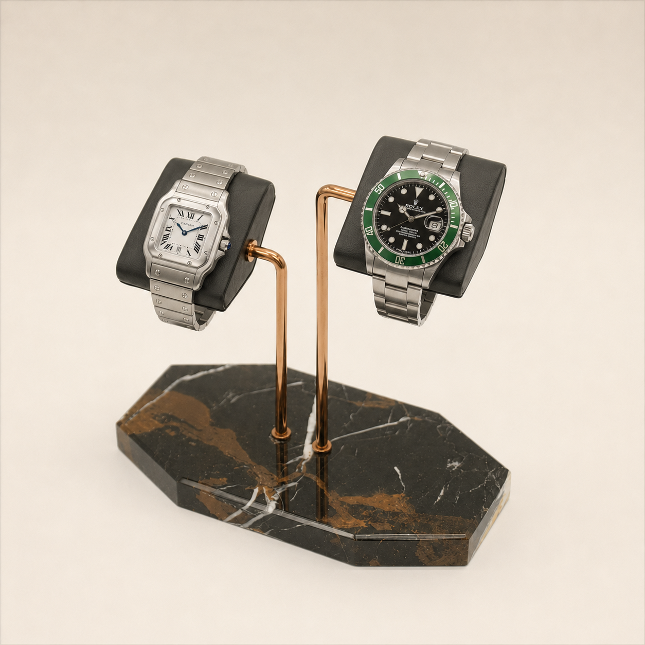 Présentoir 2 montres - vue de profil