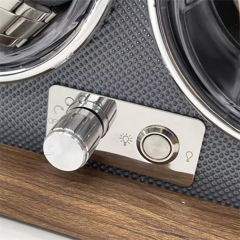 Remontoir pour 2 Montres Automatiques — Bois & Éclairage LED