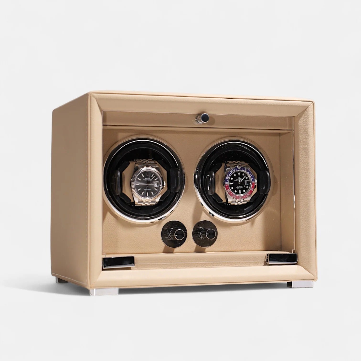Remontoir automatique pour 2 montres écrin en cuir premium avec éclairage LED étoilé - vue principale