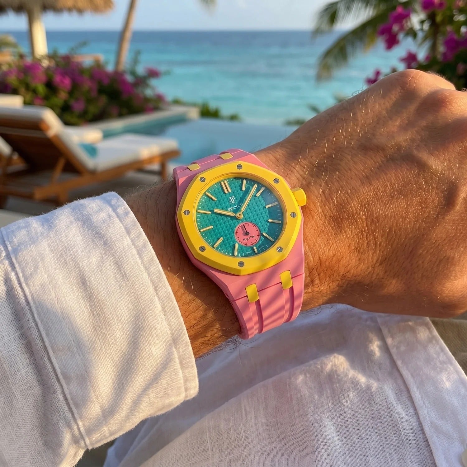 Kit de Conversion Boîtier + Bracelet Silicone Compatible Swatch x AP Royal Pop – Montre de Poche en Montre-Bracelet | SwissTouch