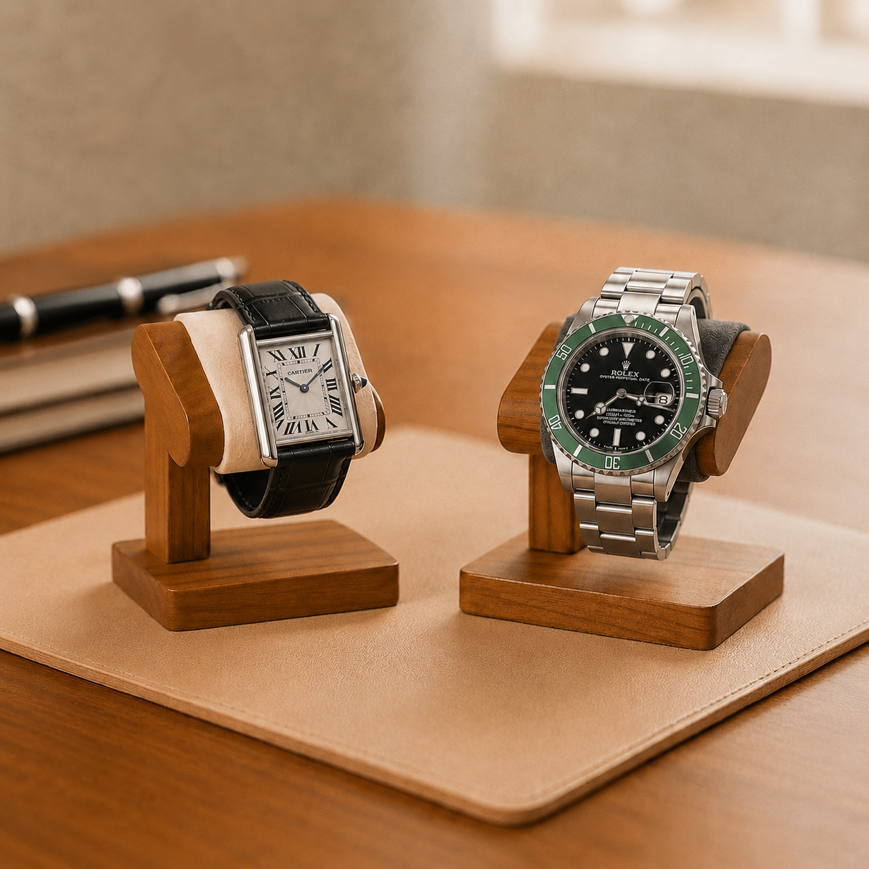 Porte-montre bois massif élégant - packaging
